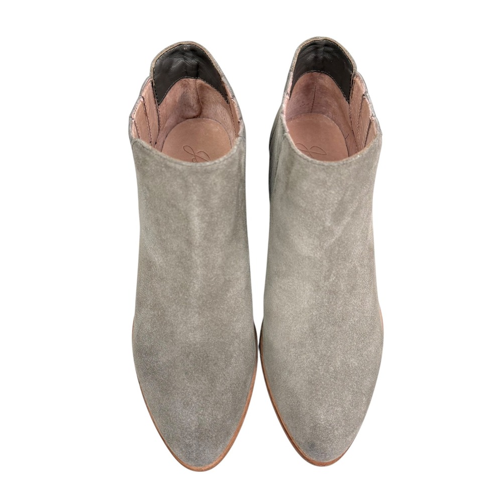Joie Women Suede Ankle Boots Western Style Stacked Block Heel Taupe Pull On 39.5 - Picture 4 of 11